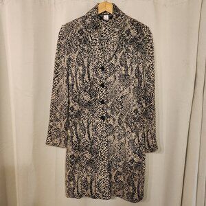 St. John Long Knit Long Jacket Snake Python Print Pockets Sz 8